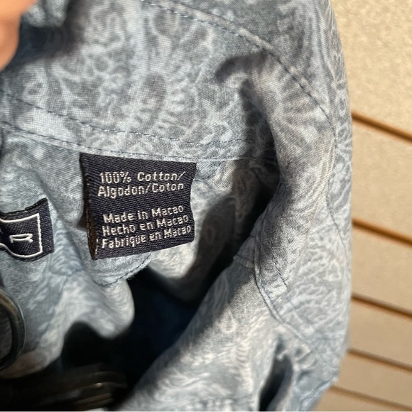 Roper Pearl Snap Long Sleeve Men’s Large Shirt Blue Paisley Western Cowboy Rodeo - Picture 3 of 6